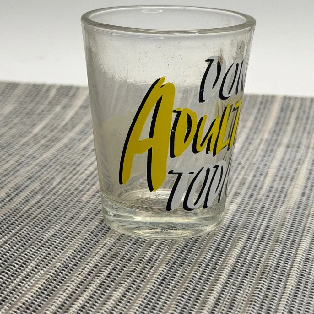 Silver Buffalo Done Adulting Today Shot Glass 1.5oz Yellow Black Funny Novelty